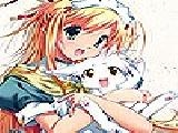 Play Blissful girl and cat puzzle