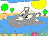 Play Hippopotamus in pool coloring