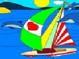 Play Sail with dolphins: yatch coloring