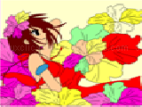 Play Kid's coloring: girl and flowers
