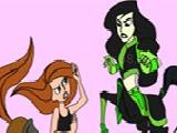 Play Kim possible and shego online coloring game
