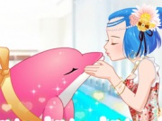 Play A dolphin kiss at sea world