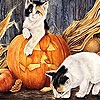 Play Cats on the halloween slide puzzle