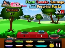 Play Fresh tomato, sausage, and pecorino pasta