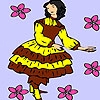 Play Girl picking up flowers coloring