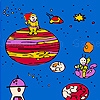Play Party in space coloring
