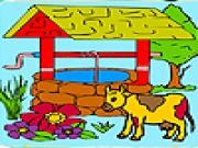 Play Farm and cow coloring