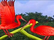 Spielen Red storks on the leaf puzzle