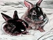 Play Gray rabbits in snow puzzle