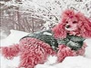 Play Snow and pink dog slide puzzle