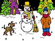 Play Dog and winter night coloring