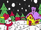Play Snowman in the winter night coloring