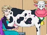 Play Elsa milking cow
