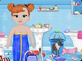 Play Frozen baby bathroom cleaning