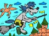 Play Coloring: wolf on a broomstick