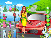Spielen Lady in Red Car Dressup