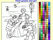 Play Gnome and girl coloring
