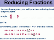 Play Reducing Fractions