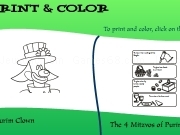 Play Print and color  Purim clown and the  Mitzvos of Purim
