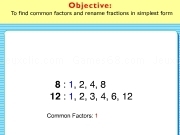 Play Find common factors and rename fraction